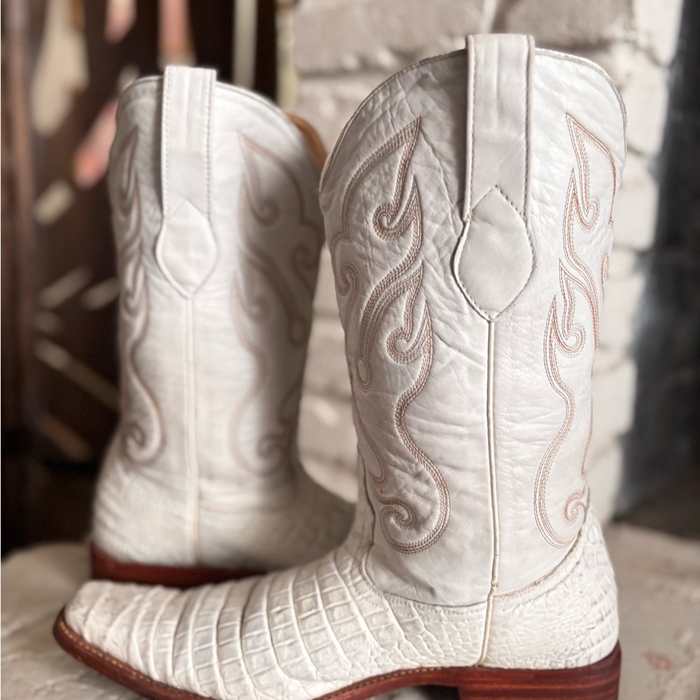 Genuine Crocodile Leather Cowboy Boots Men’s 8.5 – Handmade Exotic Western